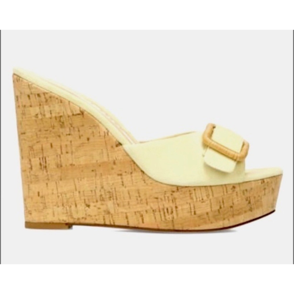 Veronica Beard Donata Suede Cork Wedge Sandals – Vanilla Cream – Sz 8 – NIB